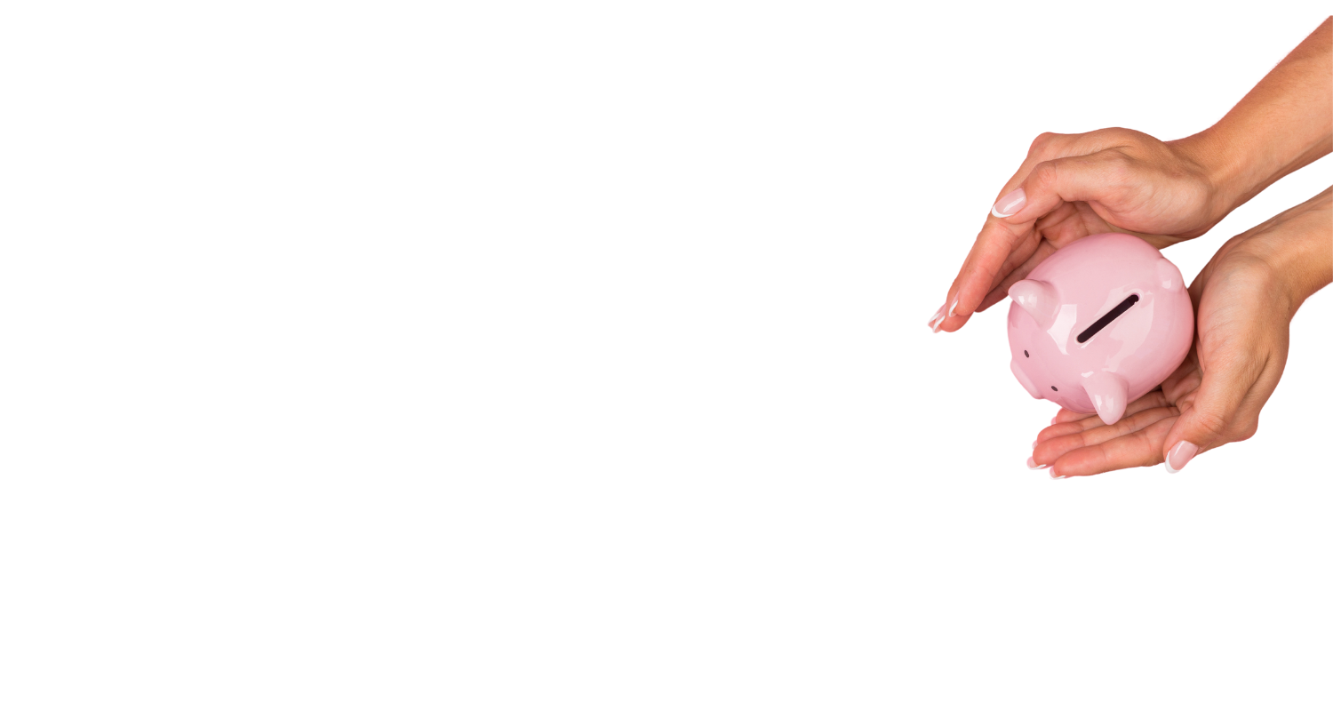 Piggy bank held in a woman's hands